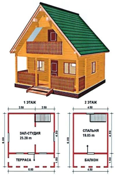 Дом 6х6 с мансардой